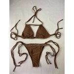 Купить Купальник бикини коричневый на завязках 135-105 — реальное фото