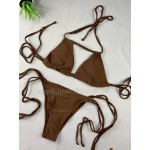 Купить Купальник бикини коричневый на завязках 135-105 — реальное фото