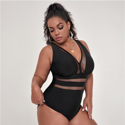 Купальник слитный чёрний большого размера 423-15