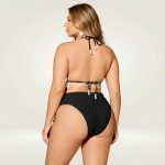 Фото Купальник раздельный чёрный большого размера в рубчик 430-12