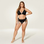 Фото Купальник раздельный чёрный большого размера в рубчик 430-12