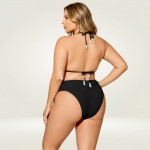 Фото Купальник раздельный чёрный большого размера в рубчик 430-12