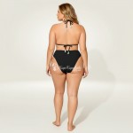 Фото Купальник раздельный чёрный большого размера в рубчик 430-12