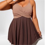 Фото Пляжное платье-купальник Plus Size с контрастным лифом 430-13