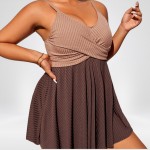 Фото Пляжное платье-купальник Plus Size с контрастным лифом 430-13