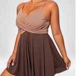 Фото Пляжное платье-купальник Plus Size с контрастным лифом 430-13