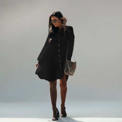 Рубашка пляжная чёрная на длинный рукав 146-106-2