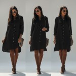 Фото Рубашка пляжная чёрная на длинный рукав 146-106-2