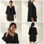 Фото Чорна пляжна туніка бавовна 146-19-3