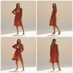 Фото Пляжна туніка-сорочка теракотова, довгий рукав, розрізи 146-111-2