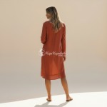 Фото Пляжна туніка-сорочка теракотова, довгий рукав, розрізи 146-111-2