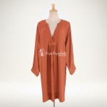 Фото Пляжна туніка-сорочка теракотова, довгий рукав, розрізи 146-111-2