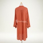 Фото Пляжна туніка-сорочка теракотова, довгий рукав, розрізи 146-111-2