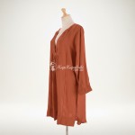 Фото Пляжна туніка-сорочка теракотова, довгий рукав, розрізи 146-111-2