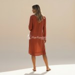 Фото Пляжна туніка-сорочка теракотова, довгий рукав, розрізи 146-111-2