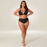 Фото Чорний бікіні Plus Size з воланами та парео-спідницею, висока талія 433-03-2