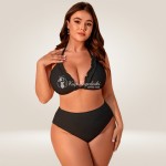 Фото Чорний бікіні Plus Size з воланами та парео-спідницею, висока талія 433-03-2