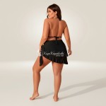 Фото Чорний бікіні Plus Size з воланами та парео-спідницею, висока талія 433-03-2