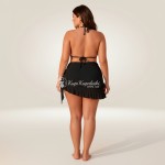 Фото Чорний бікіні Plus Size з воланами та парео-спідницею, висока талія 433-03-2