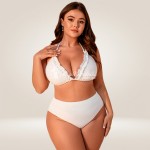 Фото Белый бикини Plus Size с воланами и парео-юбкой, высокая талия 433-03-1