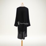 Фото Пляжная туника-рубашка чёрная, длинный рукав, боковые разрезы 146-111-3