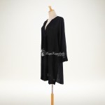 Фото Пляжная туника-рубашка чёрная, длинный рукав, боковые разрезы 146-111-3