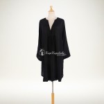 Фото Пляжная туника-рубашка чёрная, длинный рукав, боковые разрезы 146-111-3