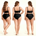 Фото Черный раздельный купальник Plus Size с высокой посадкой и мягкими сборка 434-04
