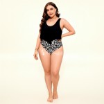 Фото Раздельный купальник Plus Size с топом-воланом и леопардовыми плавками 434-07