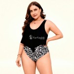 Фото Раздельный купальник Plus Size с топом-воланом и леопардовыми плавками 434-07