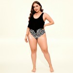 Фото Раздельный купальник Plus Size с топом-воланом и леопардовыми плавками 434-07