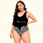 Фото Раздельный купальник Plus Size с топом-воланом и леопардовыми плавками 434-07