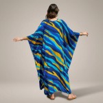 Картинка Туника женская пляжная из вискозы Диагональная полоска Сине-желтая One Size 146-123-1 Фото Туника женская пляжная из вискозы Диагональная полоска Сине-желтая One Size 146-123-1