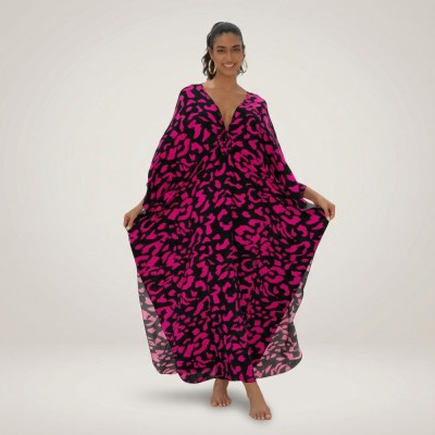 Фото Туника женская пляжная из вискозы Леопард Фуксия One Size 405-76-1
