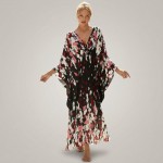 Фото Туника женская пляжная из вискозы Абстракция Черно-розовая One Size 405-76-2