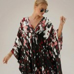 Фото Туника женская пляжная из вискозы Абстракция Черно-розовая One Size 405-76-2