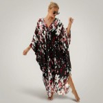 Фото Туника женская пляжная из вискозы Абстракция Черно-розовая One Size 405-76-2