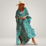 Фото Туніка жіноча пляжна з віскози Зебра Бірюзова One Size 405-76-4