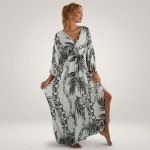 Фото Туніка жіноча пляжна з віскози Пальми та Ланцюги Молочна One Size 405-76-6-K