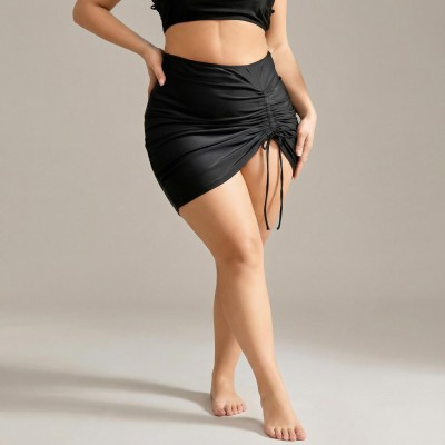 Купити Плавки купальні зі спідницею-драпіруванням чорні Plus Size 436-10-1-K — реальне фото