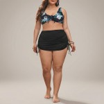 Купити Плавки купальні зі спідницею та драпіруванням перфорація чорні Plus Size 436-10-2-K — реальне фото