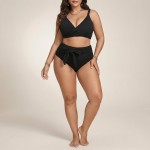 Купить Купальник раздельный рубчик с бантом черный Plus Size 435-05-K — реальное фото