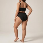 Купить Купальник раздельный рубчик с бантом черный Plus Size 435-05-K — реальное фото