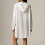 Купити Туніка жіноча пляжна з віскози з капюшоном Біла One Size 405-95-K — реальне фото