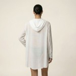 Купити Туніка жіноча пляжна з віскози з капюшоном Біла One Size 405-95-K — реальне фото