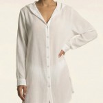 Купити Туніка жіноча пляжна з віскози з капюшоном Біла One Size 405-95-K — реальне фото