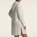 Купити Туніка жіноча пляжна з віскози з капюшоном Біла One Size 405-95-K — реальне фото