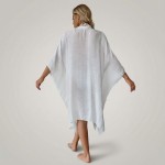 Туника женская пляжная из вискозы Белая Оверсайз One Size 405-97-1-K — вид вблизи Купить Туника женская пляжная из вискозы Белая Оверсайз One Size 405-97-1-K — реальное фото