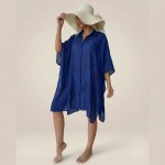 Купить Туника женская пляжная из вискозы Синяя Оверсайз One Size 405-97-2-K — реальное фото