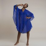 Купить Туника женская пляжная из вискозы Синяя Оверсайз One Size 405-97-2-K — реальное фото